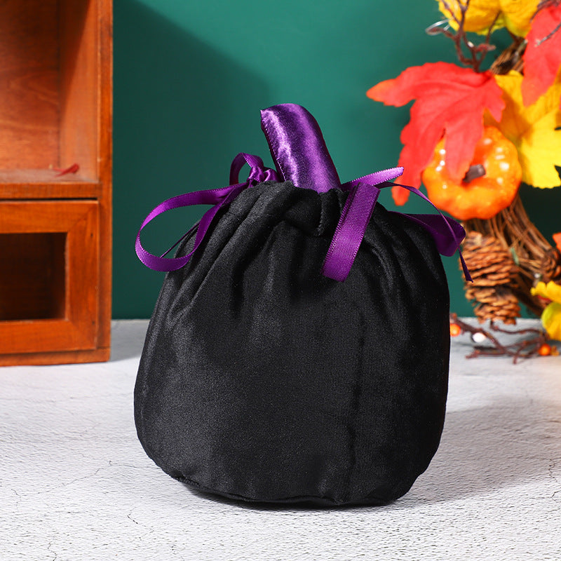 Wholesale Halloween Velvet Drawstring Pumpkin Candy Bag Pumpkin Bag Party Candy Bag Decorative Candy Bag Velvet Bag
